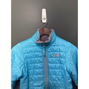 The North Face Girls Reversible Jacket Blue Gray Fleece Coat Size M (10/12)